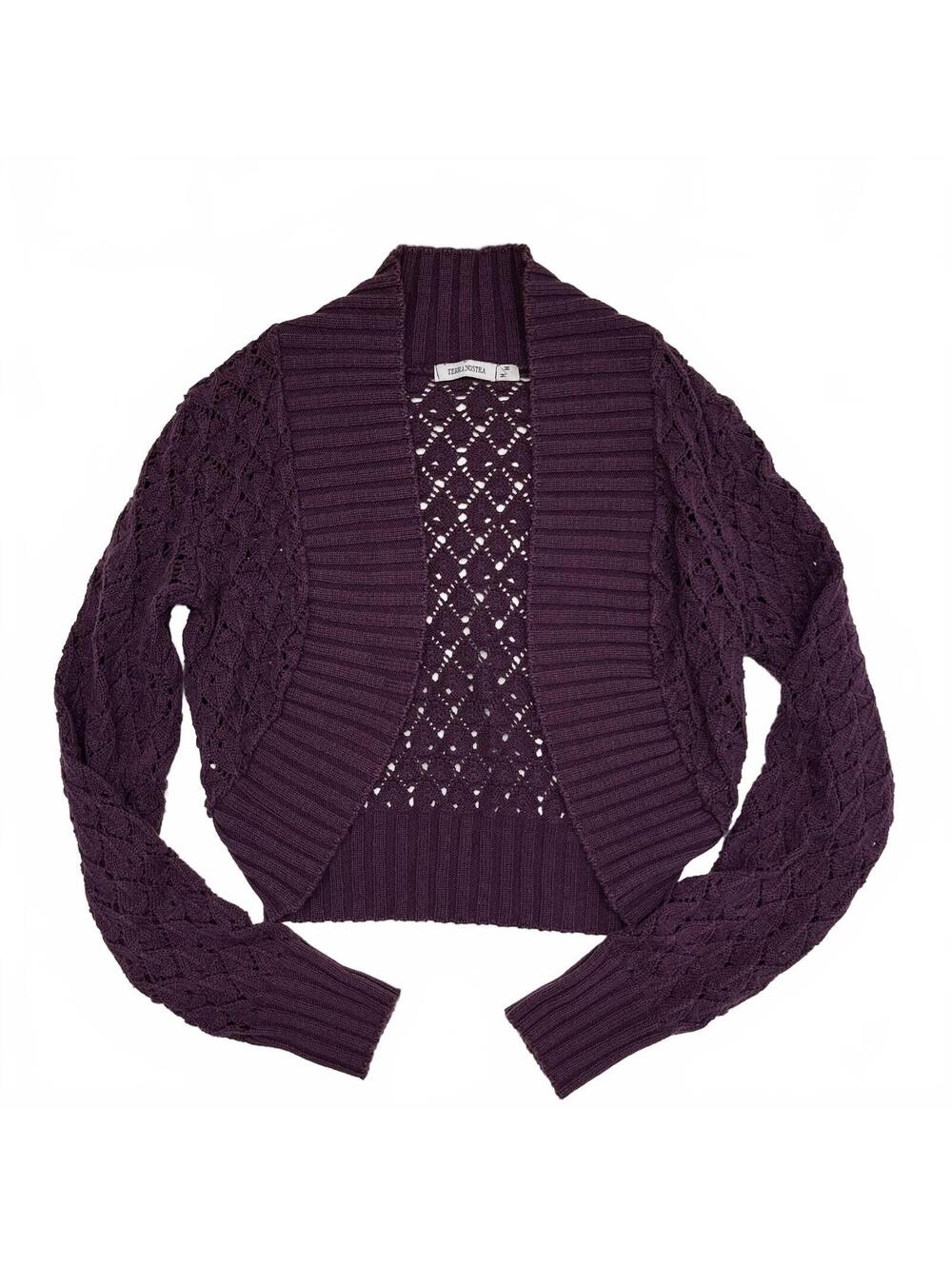 Women's Open Front Knit Shrug - Deep Plum